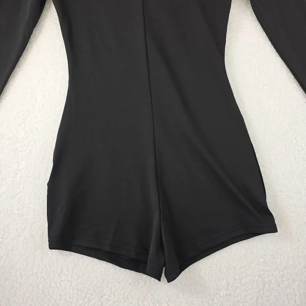 Edikted Sugar Long Sleeve Romper Black Size Small New - Picture 13 of 16